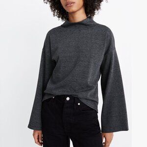 Madewell Wide Sleeve Mockneck Top in Glen Plaid Size XS